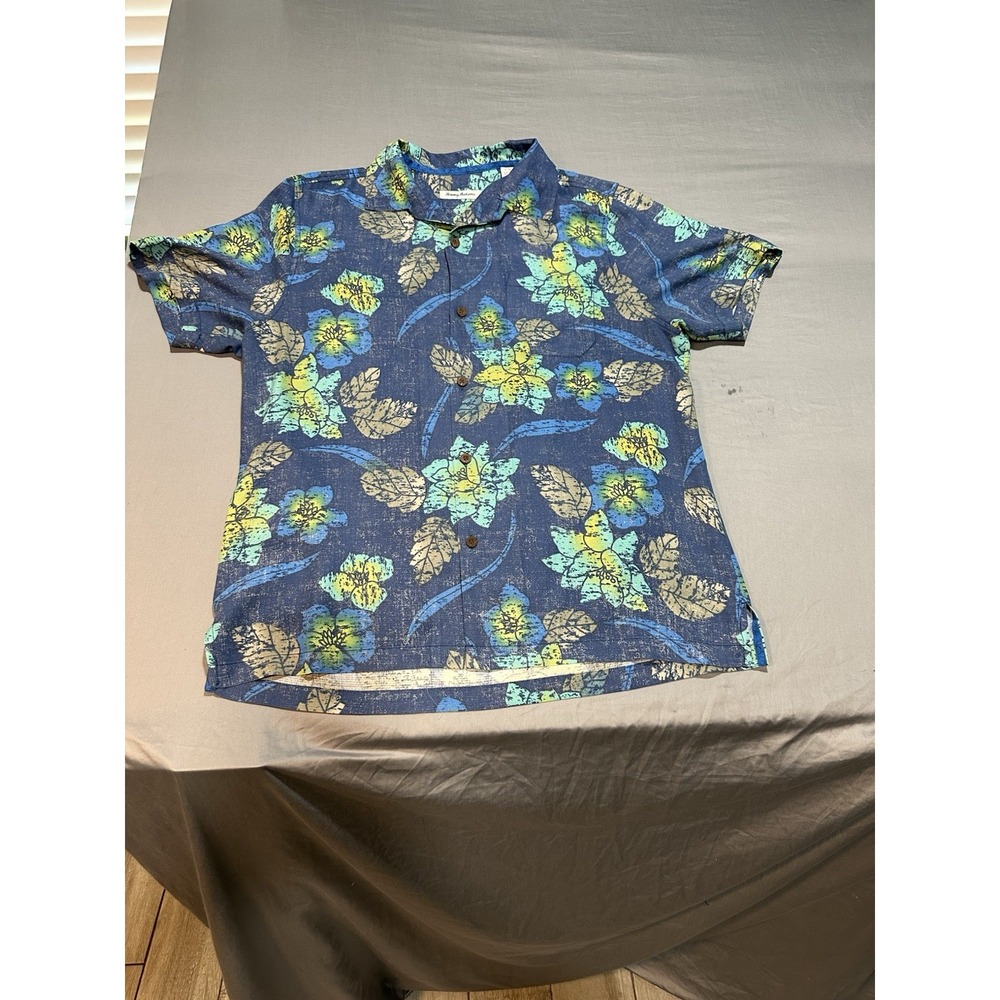 Tommy‎ Bahama Island Zone Hawaiian Shirt Men Large Blue Floral